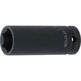 BGS Kraft-Steckschlüssel-Einsatz Sechskant, tief 7221, Antrieb Innenvierkant 12,5 mm (1/2"), SW 21 mm