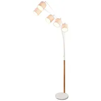 MeineWunschleuchte Große Bogenlampe LUVA 5-flammig Stoffschirme Leinen