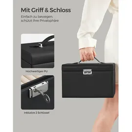 Songmics Schmuckkästchen schwarz, beige 26,0 x 18,0 x 17,0 cm, 1 St.
