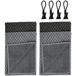 Geschirrtuch WENKO "Modell Miko mit Klemm-Ösen", schwarz (schwarz, grau), B:40cm L:60cm, Polyester, Polyamid, Geschirrtücher, saugstark & schnell trocknend, zum Abtrocknen & Polieren, Metall-Clip