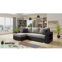 Sofnet Ecksofa Lord, mit Schlaffunktion und Bettkasten, L-Form Couch, Schlafsofa mit Regal grau