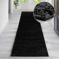 OTTO home Hochflor-Teppich OTTO HOME "Viva Shaggy, in Standard- und Premium-Qualität, 30 mm oder 45 mm Höhe" Gr. 11, grau (schwarz), B:67cm H:30mm L:230cm, Kunstfaser, Teppiche, Uni Farben, einfarbig, weich, kuschelig, Läufer, Kundenliebling
