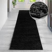 OTTO home Hochflor-Teppich OTTO HOME "Viva Shaggy, in Standard- und Premium-Qualität, 30 mm oder 45 mm Höhe" Gr. 11, grau (schwarz), B:67cm H:30mm L:230cm, Kunstfaser, Teppiche, Uni Farben, einfarbig, weich, kuschelig, Läufer, Kundenliebling