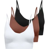 Only Bustier ONLVICKY RIB S-L V-NECK 3-PACK TOP NOOS (Packung, 3-tlg) figurbetont, modisch, Materialmix, Jersey, Spaghettiträger schwarz XS