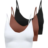 Only Bustier "ONLVICKY RIB S-L V-NECK 3-PACK TOP NOOS", Damen, Gr.