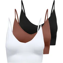 Only Bustier ONLVICKY RIB S-L V-NECK 3-PACK TOP NOOS (Packung, 3-tlg) figurbetont, modisch, Materialmix, Jersey, Spaghettiträger schwarz XS