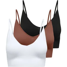 Only Bustier ONLVICKY RIB S-L V-NECK 3-PACK TOP NOOS (Packung, 3-tlg) figurbetont, modisch, Materialmix, Jersey, Spaghettiträger schwarz XS