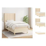 vidaXL Boxspringbett mit Matratze Creme 100x200 cm Stoff