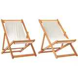vidaXL Strandstuhl 2er Set Cremeweiß