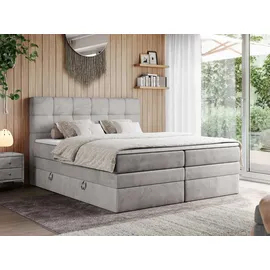 MKS Boxspringbett, ERNI KING 160/200 Hellgrau Velvet - H4