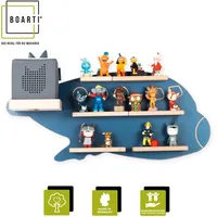 BOARTI Kinderregal Flugzeug hängend für Toniebox und Tonie Figuren platzsparendes Regal H. 30 x B. 60 x T. 19 cm Wandregal Musikbox und Figuren Aufbewahrung Magneteinsätzen Aufbewahrungsregal Holz