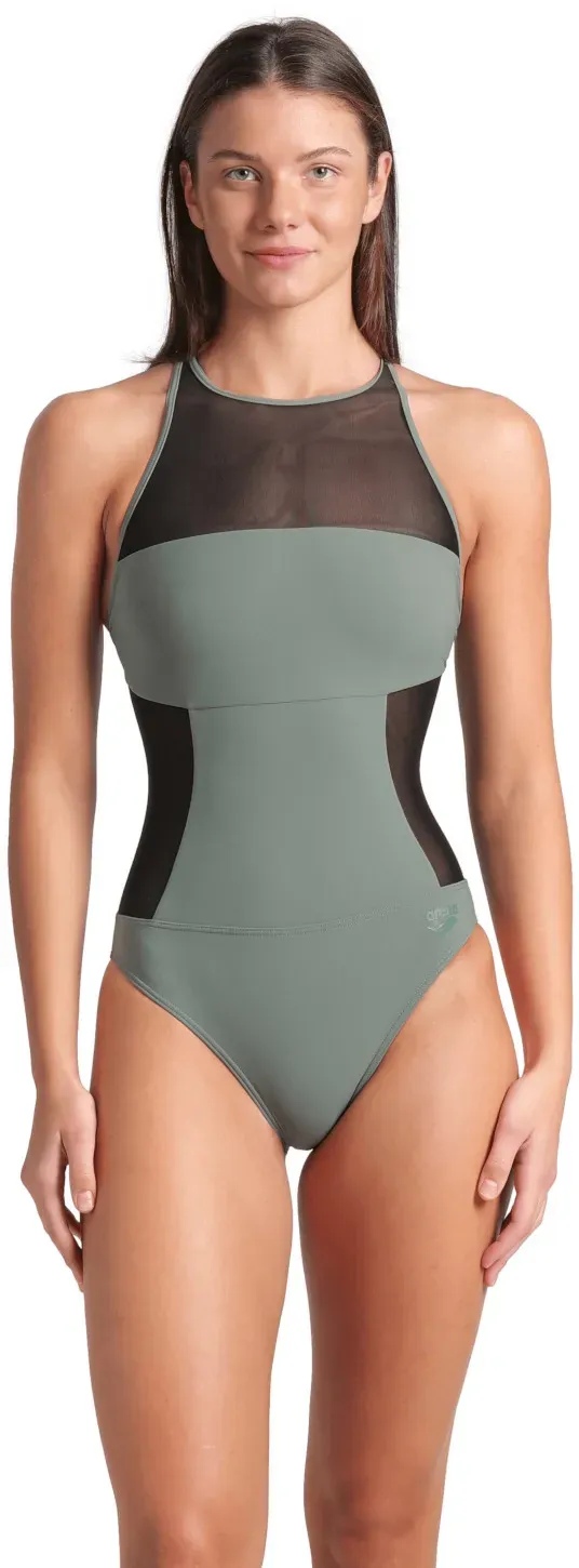 Arena Damen Badeanzug MESH PANELS SWIMSUIT 006659-600 42 - Sage - 42