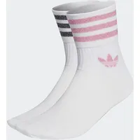 adidas Mid-Cut Glitter Crew Socken 2 Paar Weiß/Pink/Schwarz 46-48