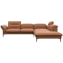 flexlux Ecksofa Salino, Funktionssofa mit Ottomane, Relaxsofa, Ecksofa, Sofa mit Arm- und Kopfteil-Verstellungen, Kaltschaum & Stahl-Wellen braun