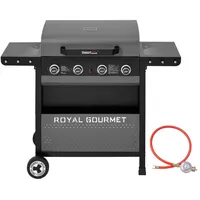 Royal Gourmet 4-Brenner Gasgrill, 10 kW Grillwagen mit klappbaren
