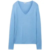 Tom Tailor Damen Pullover mit V-Ausschnitt, blau, Uni, Gr. XL