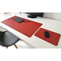 Profi Mats Schreibtischunterlage Schreibtischunterlage Just Kunst Leder 80x38cm mit Mauspad 29x20cm rot