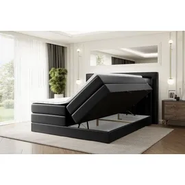 altdecor Boxspringbett NOEL GOLD KING - 160x200 - H3/H4 - Schwarz