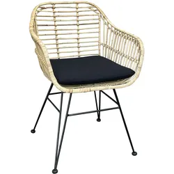 Esszimmerstuhl Armlehnenstuhl Rattan Farbe natur inkl. Kissen ANTALYA