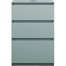 Burgbad Lin20 Waschtischunterschrank inklusive Konsolenplatte, 3 Auszüge, 602x487x900mm, WWYJ060F5395, Farbe: Eisblau Matt / Rückwand Anthrazitgrau