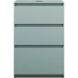 Burgbad Lin20 Waschtischunterschrank inklusive Konsolenplatte, 3 Auszüge, 602x487x900mm, WWYJ060F5395, Farbe: Eisblau Matt / Rückwand Anthrazitgrau