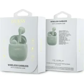 GUESS Printed Classic Logo - TWS Bluetooth-Kopfhörer + Ladetasche (grün) - Grün