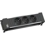 Bachmann 916.1192 Steckdosenleiste ohne Schalter Aluminium, Schwarz Schutzkontakt
