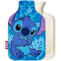 Disney Stitch Wärmflasche mit Vlies Bezug- Wärmflasche Groß Mit 1,7 oder 2 Liter - Kuschel Wärmflasche für Frauen - Disney Geschenke für Frauen (Blau Stitch)