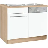 KOCHSTATION Spülenschrank »KS-Eton«, Breite 110 cm, inkl. Tür/Sockel für Geschirrspüler, weiß