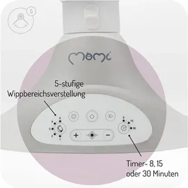 MOMI KENANI Babywippe für Kinder bis 9 kg, mit Fernbedienung & Musik, 5 Stufen – inkl. Moskitonetz – Hellgrau - Weiß