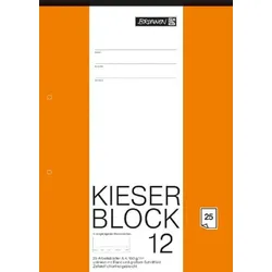 BRUNNEN 1042237 KIESER-Zeichenblock A4 KIESER 080012, unliniert mit Rand, mit großem Schriftfeld