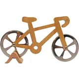 Winkee Fahrrad Pizzaschneider mit Holz-Ständer 17,5 x 10,5 x 3 cm