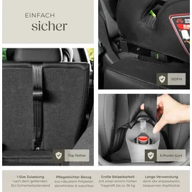 Tectake tectake® Autositz i-Size Zulassung, ISOFIX-Installation und Top Tether, mit Seitenaufprallschutz, längenverstellbarer 5-Punkt-Gurt, 8-fach höhenverstellbare Kopfstütze, ab 15 Monaten von 76 bis 150 cm, Belastbarkeit 36 kg