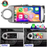 ESSGOO Carplay Android 15 Autoradio GPS NAVI 64G Für Toyota Yaris 2011-2018 Autoradio (Digitalradio (DAB), 4+64GB(optional), RDS, AM, FM, Carplay Android Auto Bluetooth EQ USB GPS Navi WIFI Touchscreen) silberfarben