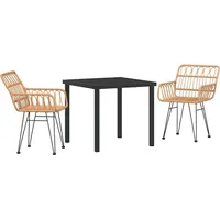 vidaXL Garten Essgruppe 3 pcs Braun Poly Rattan