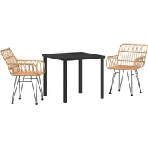 vidaXL Garten Essgruppe 3 pcs Braun Poly Rattan