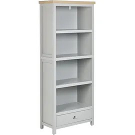 Beliani Bücherregal 4 Fächer 1 Schublade 40 x 30 x 180 cm Grau/Heller Holzfarbton