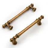 Amerdeco 6 Stück Vintage Schrankgriffe Antik Messing Griffe Möbel Möbelgriffe 128mm Lochabstand Türgriffe küche Schubladengriffe küchengriffe Vintage Griffe für Bronze Küchenschränke...