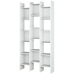 Dmora Buchhandlung Rockford, Bücherregal mit 18 Regalen, Regal mit quadratischen Fächern, Modernes Büroregal, 96x29h192 cm, Weiß