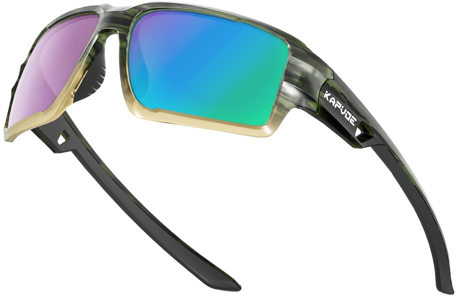 KAPVOE Polarisierte Sonnenbrillen Fahrradbrille Radsportbrillen Sportbrille für damen herren TR90 Rahmen für Männer Frauen Grün Schwarz 08