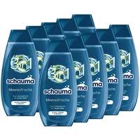 Schauma Schwarzkopf 3in1 Shampoo Meeresfrische (10x 400 ml), Haarshampoo für Haare, Körper und Gesicht, 3in1 Shampoo spendet dem Haar Feuchtigkeit und erfrischt