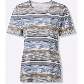 Sieh an! Kurzarm-Shirt in hellblau-ecru-bedruckt | Gr.: 48