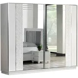 Xlmoebel Schiebetürenschrank Weißer Holzschrank mit Spiegel für das Schlafzimmer (Kleiderschrank) Hergestellt in Europa weiß