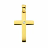 Kettenanhänger ADELIA ́S "Kreuzanhänger 585 Gold ( 14K ) mit 1 Brillant ( 0,03 ct )", gold, Schmuckanhänger, Damen, 0,03 VVS = sehr sehr kleine Einschlüsse, Gold, Kettenanhänger, Goldanhänger Kreuz