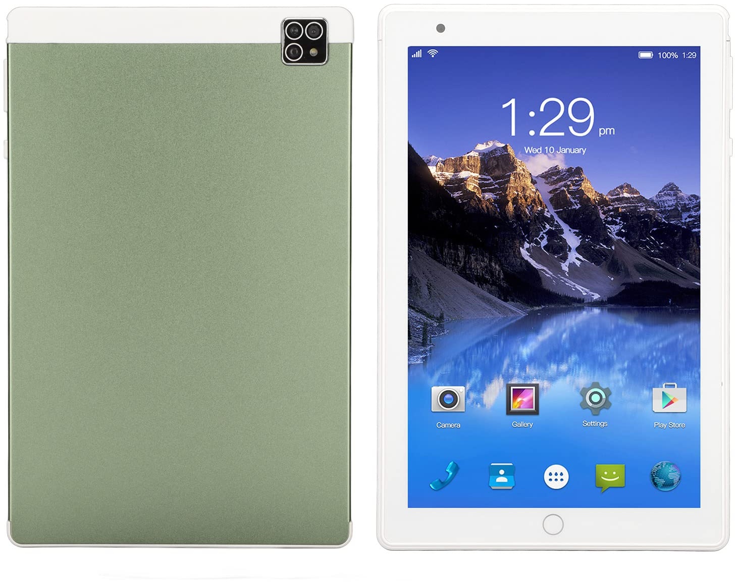 ASHATA 8-Zoll-Tablet, Android 10-Tablet, 4 GB RAM 64 GB ROM Maximale Unterstützung 128 G TF-Karte 1920 X 1200 IPS-Telefonie-Tablet für Android 10.0 100‐240 V Grün