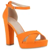 VAN HILL Damen High Heels Sandalette Veloursleder-Optik Party Absatz-Schuhe 841365 - grau