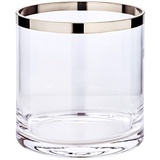 EDZARD Windlicht Molly, Kerzenhalter aus mundgeblasenem Kristallglas mit Platinrand, Glas für Stumpenkerzen Höhe 18 cm, Durchmesser 18 cm