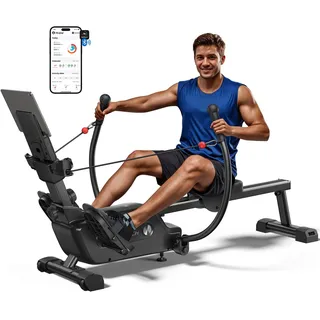 MERACH Rudergerät für Zuhause, Innovativ Doppelpaddel mit Mehreren Trainingsmodi, Ganzkörpertraining mit der MERACH APP, über 1000 Champion-Kurse, Simuliert Echtes Rudern