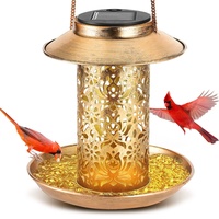 Solar-Vogelfutterspender, LED-Solar-Kolibri-Futterspender mit Solar-Laterne Licht, hängende Vogelfütterung Solar-Lampe, für die Fütterung Kardinal Wildvogel, draußen Garten Hinterhof Dekoration