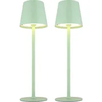 GLOBO Tischlampe Tischleuchte Außenlampe Gartenleuchte Terrassenlampe, Metall Kunststoff blassgrün